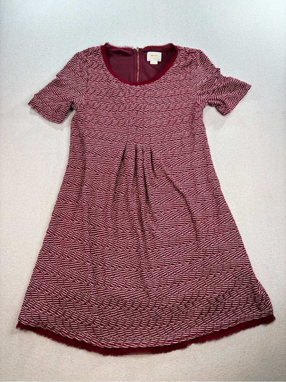 Maeve Anthropologie Dress Small Red White Textured Short Sleeve A-Line Dress - Picture 2 of 8